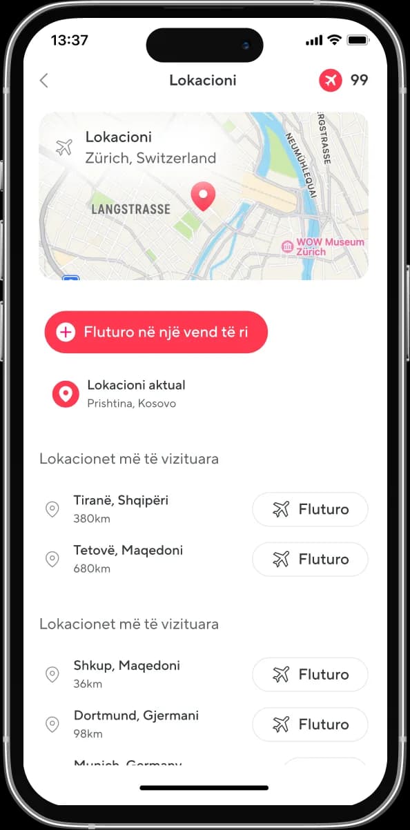 Flight mode screen